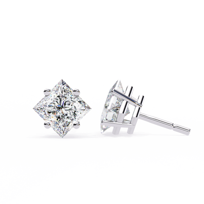 Princess Cut Diamond Solitaire Stud Earrings