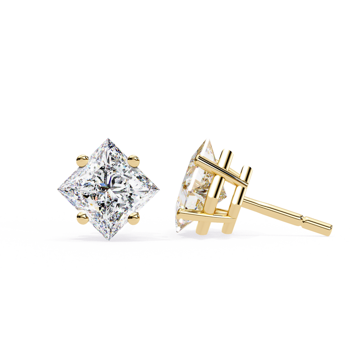 Princess Cut Diamond Solitaire Stud Earrings