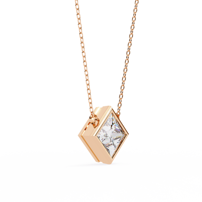 Radiant Princess Bezel-Set Diamond Solitaire Pendant