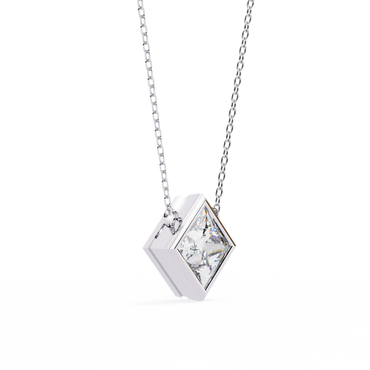 Radiant Princess Bezel-Set Diamond Solitaire Pendant