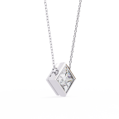 Radiant Princess Bezel-Set Diamond Solitaire Pendant