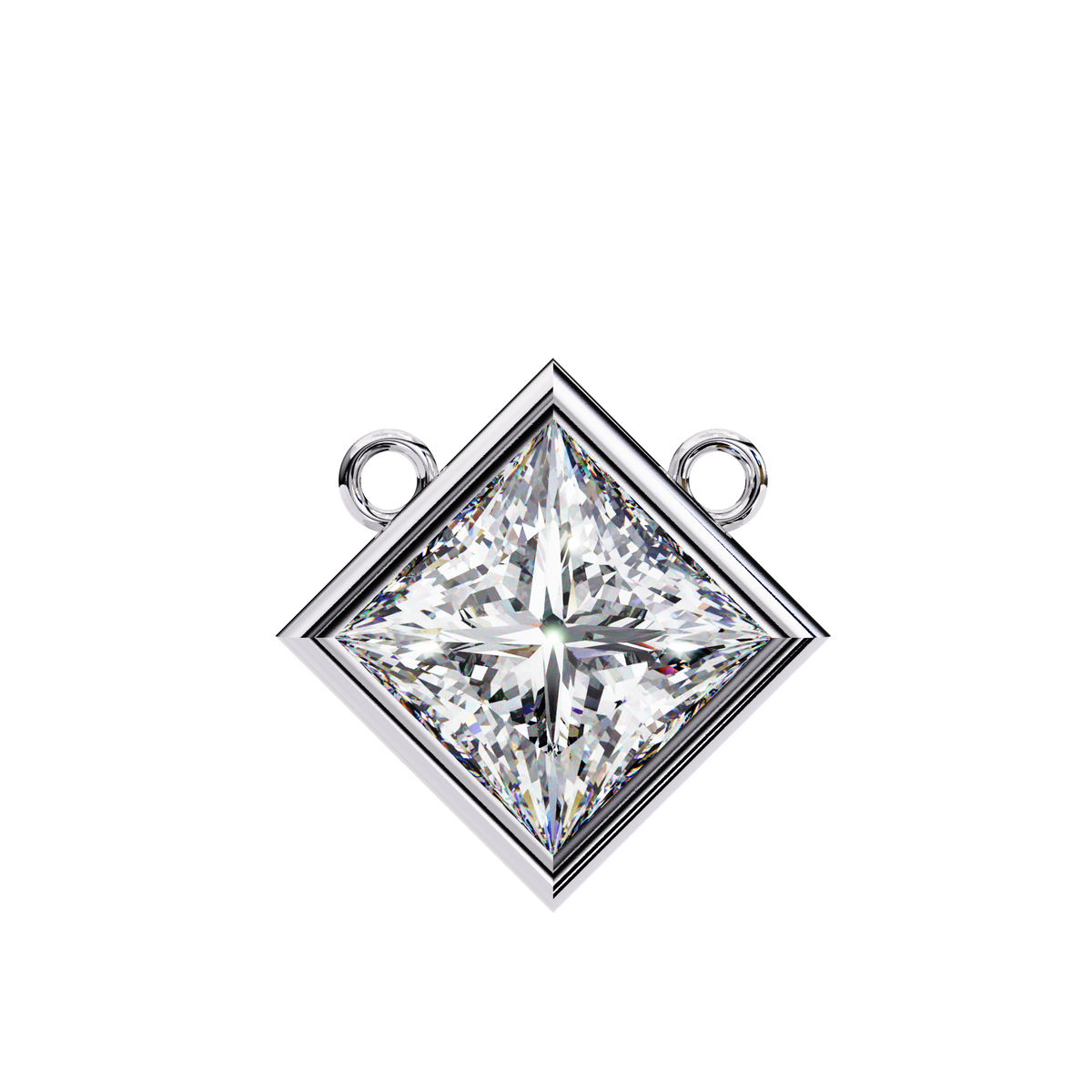 Radiant Princess Bezel-Set Diamond Solitaire Pendant