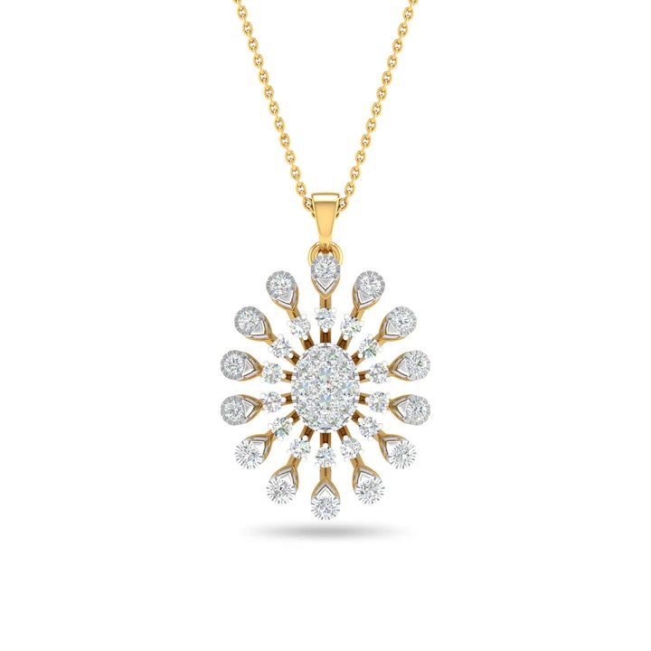 Diamond Starburst Cluster Pendant Necklace