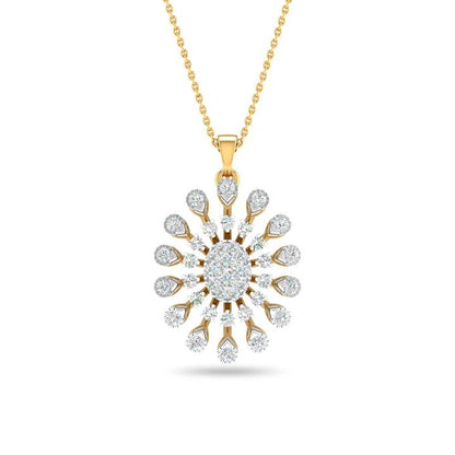 Diamond Starburst Cluster Pendant Necklace