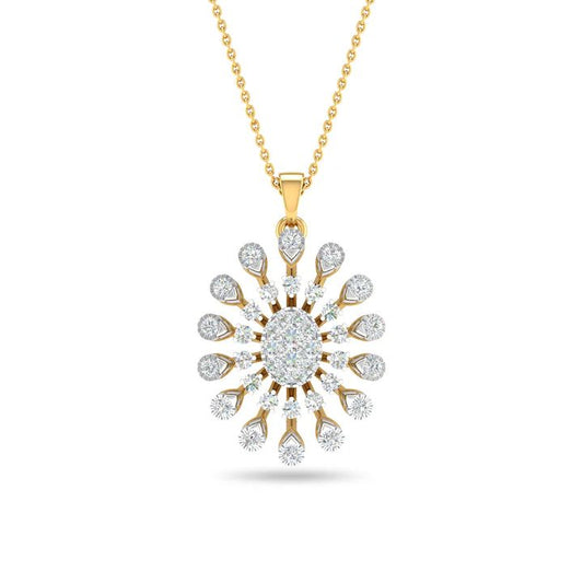 Diamond Starburst Cluster Pendant Necklace