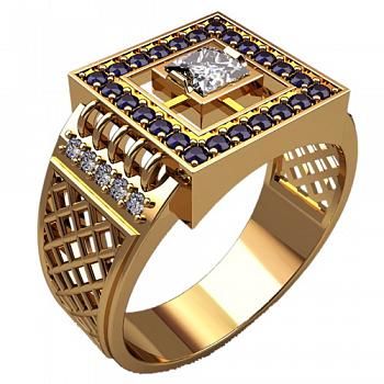Men's Modern Geometric Gold Statement Ring