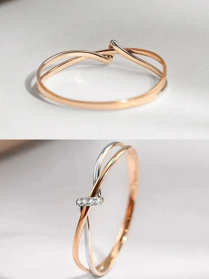 ✦ Minimalist Two-Tone Intertwined Diamond Ring ✦