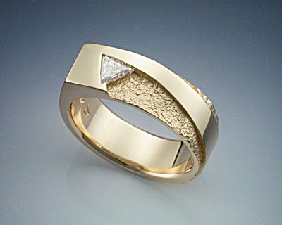 Architectural Trillion Diamond Gold Statement Ring