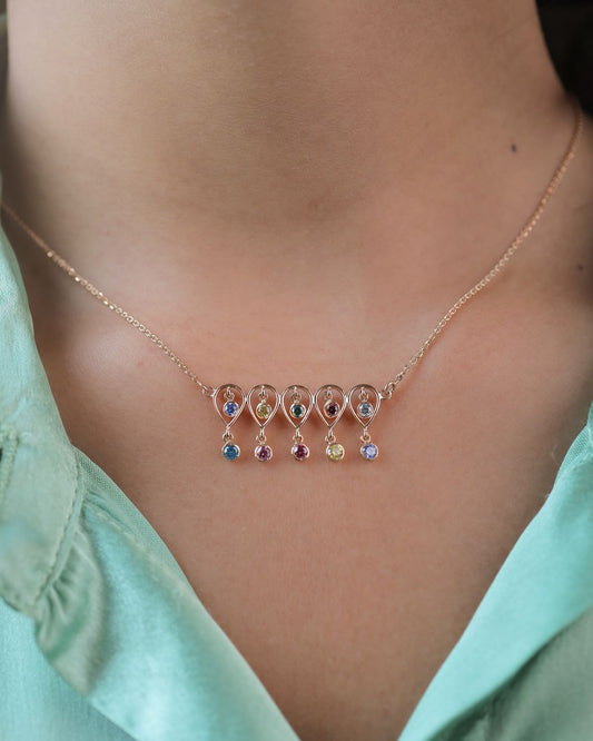 🌟 Multi-Gemstone Teardrop Cascade Necklace