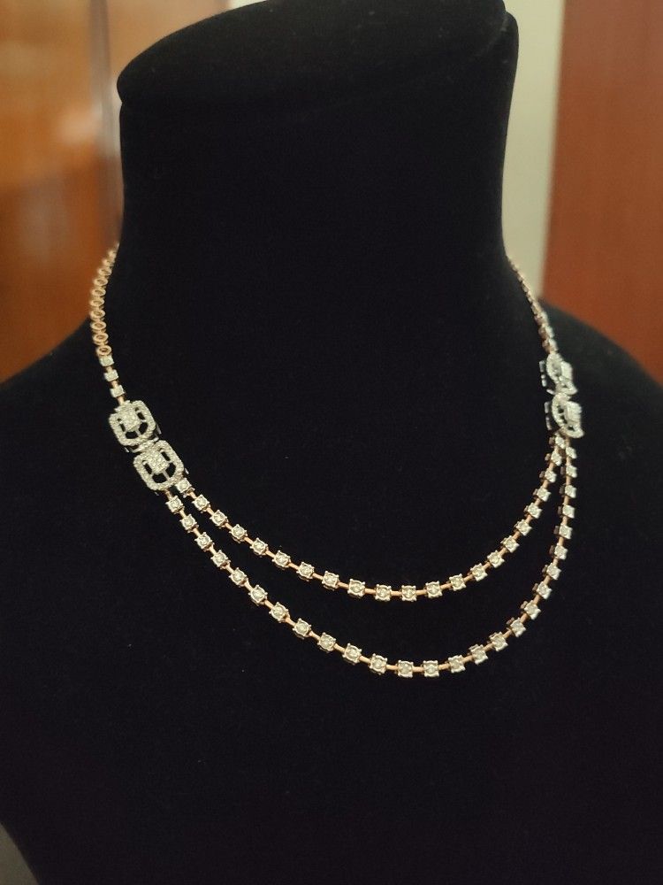 Exquisite Double-Strand Diamond Statement Necklace