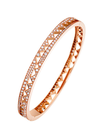 💎 Elegant Rose Gold & Diamond Geometric Bangle Bracelet
