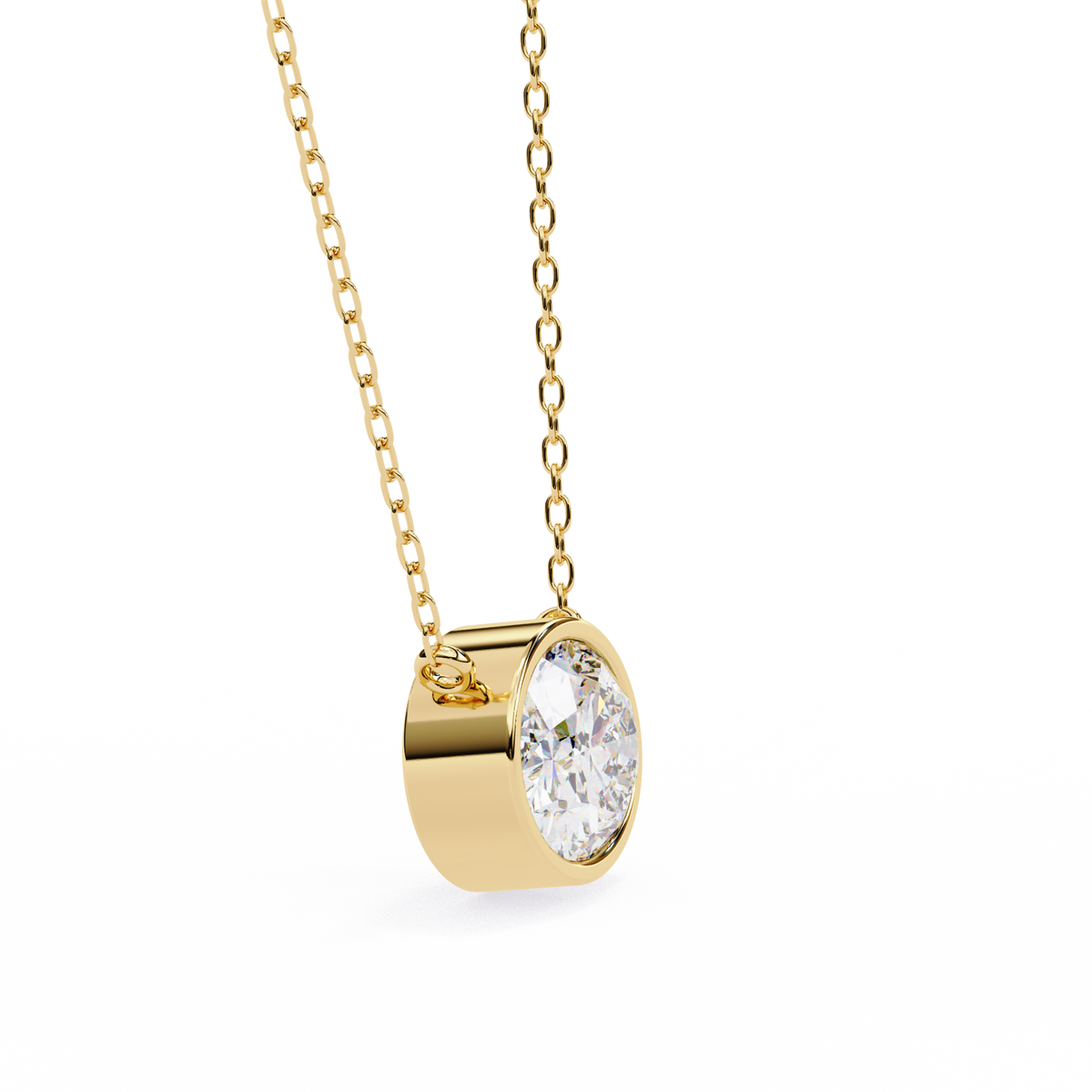 Classic Bezel-Set Oval Diamond Pendant