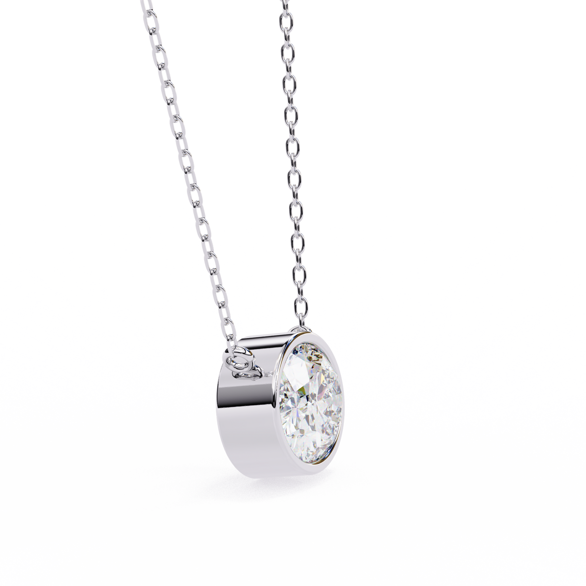 Classic Bezel-Set Oval Diamond Pendant