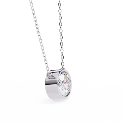 Classic Bezel-Set Oval Diamond Pendant