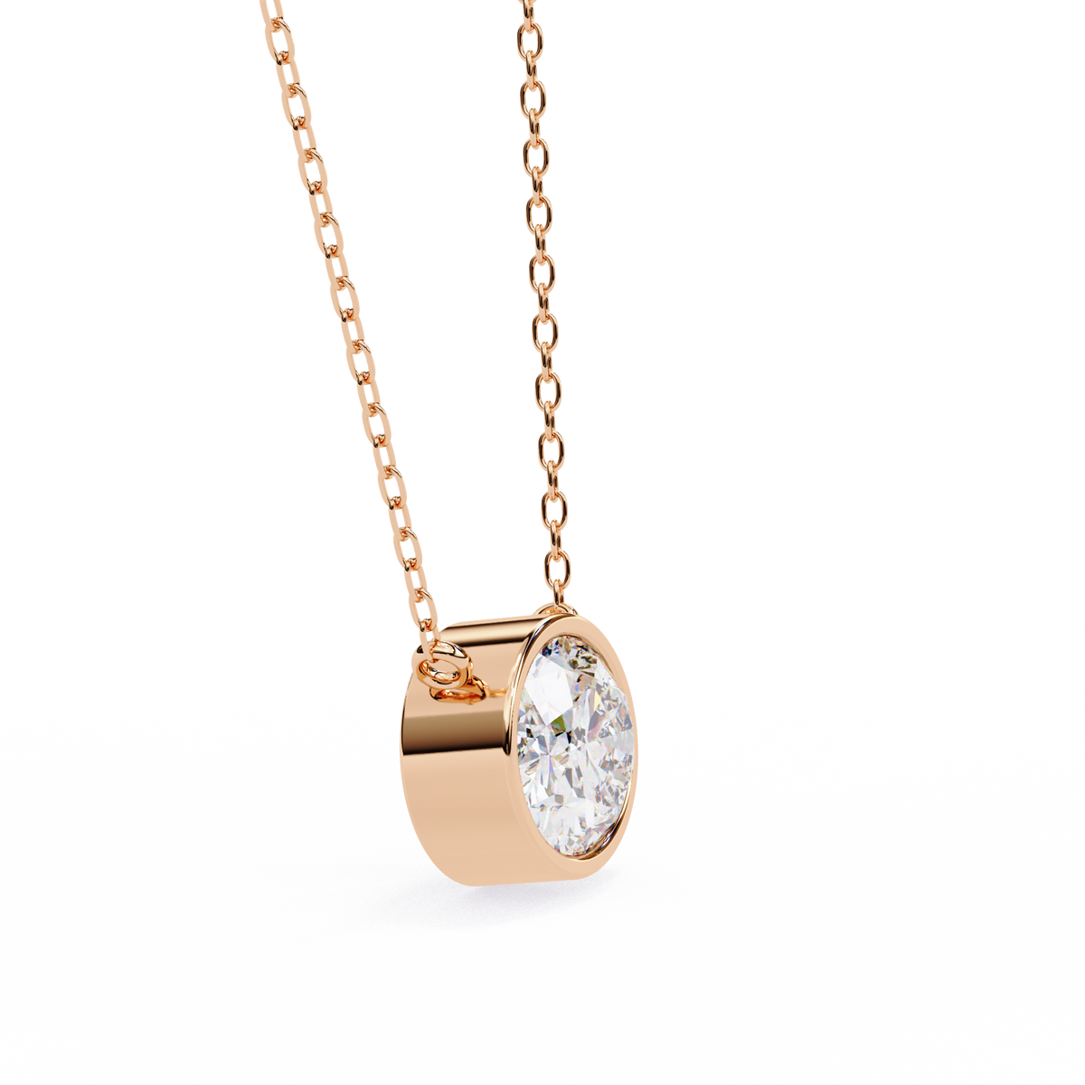 Classic Bezel-Set Oval Diamond Pendant