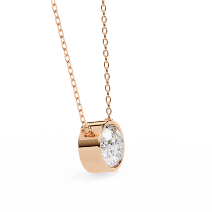 Classic Bezel-Set Oval Diamond Pendant
