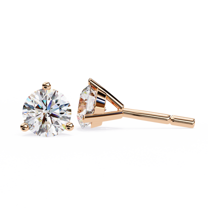 Classic Three-Prong Solitaire Diamond Stud Earrings