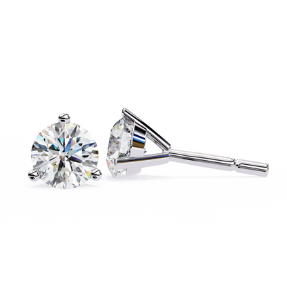Classic Three-Prong Solitaire Diamond Stud Earrings