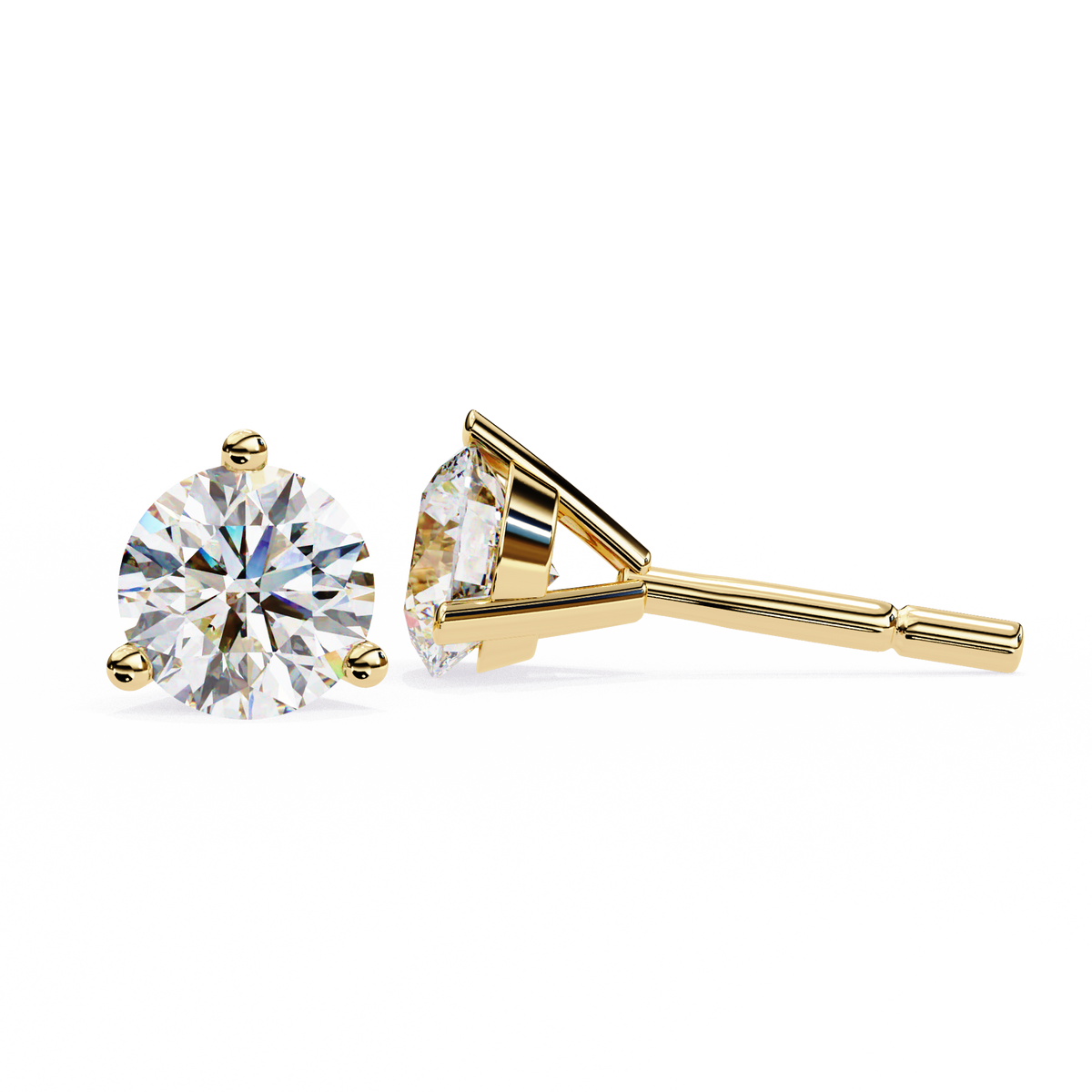 Classic Three-Prong Solitaire Diamond Stud Earrings