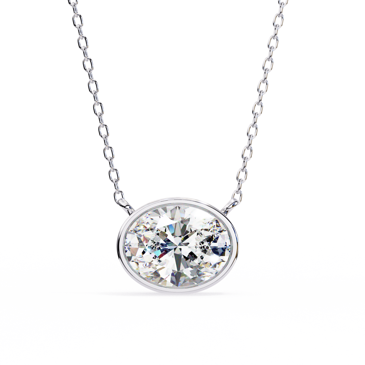 Classic Bezel-Set Oval Diamond Pendant