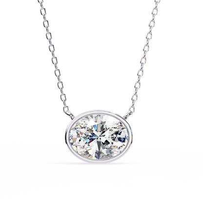 Classic Bezel-Set Oval Diamond Pendant