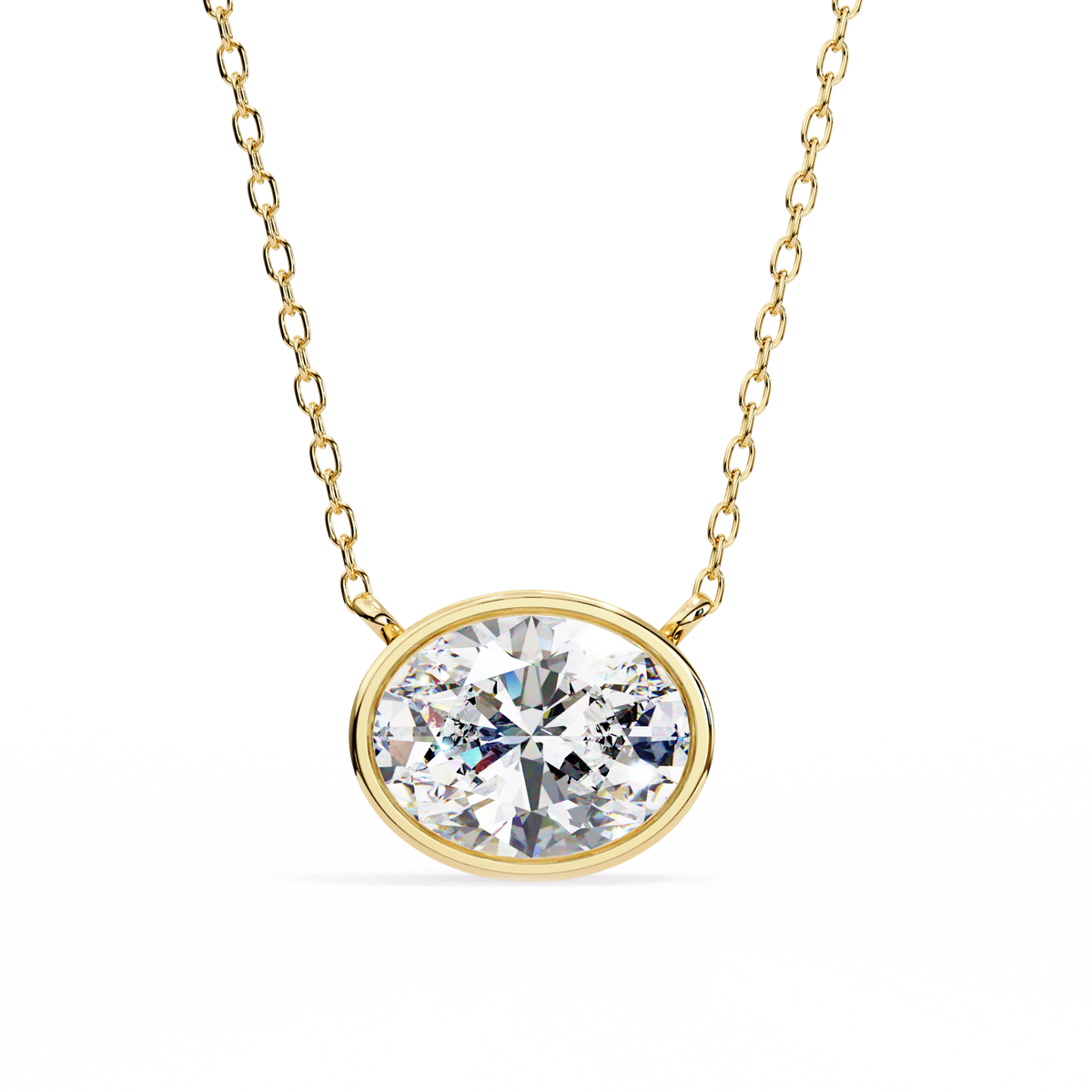 Classic Bezel-Set Oval Diamond Pendant