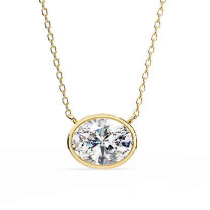 Classic Bezel-Set Oval Diamond Pendant