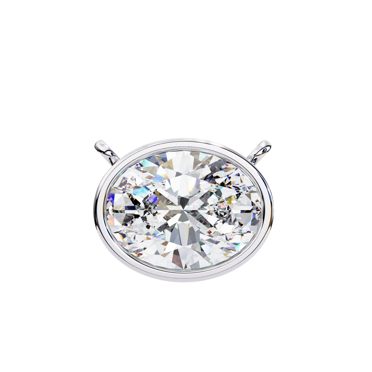 Classic Bezel-Set Oval Diamond Pendant