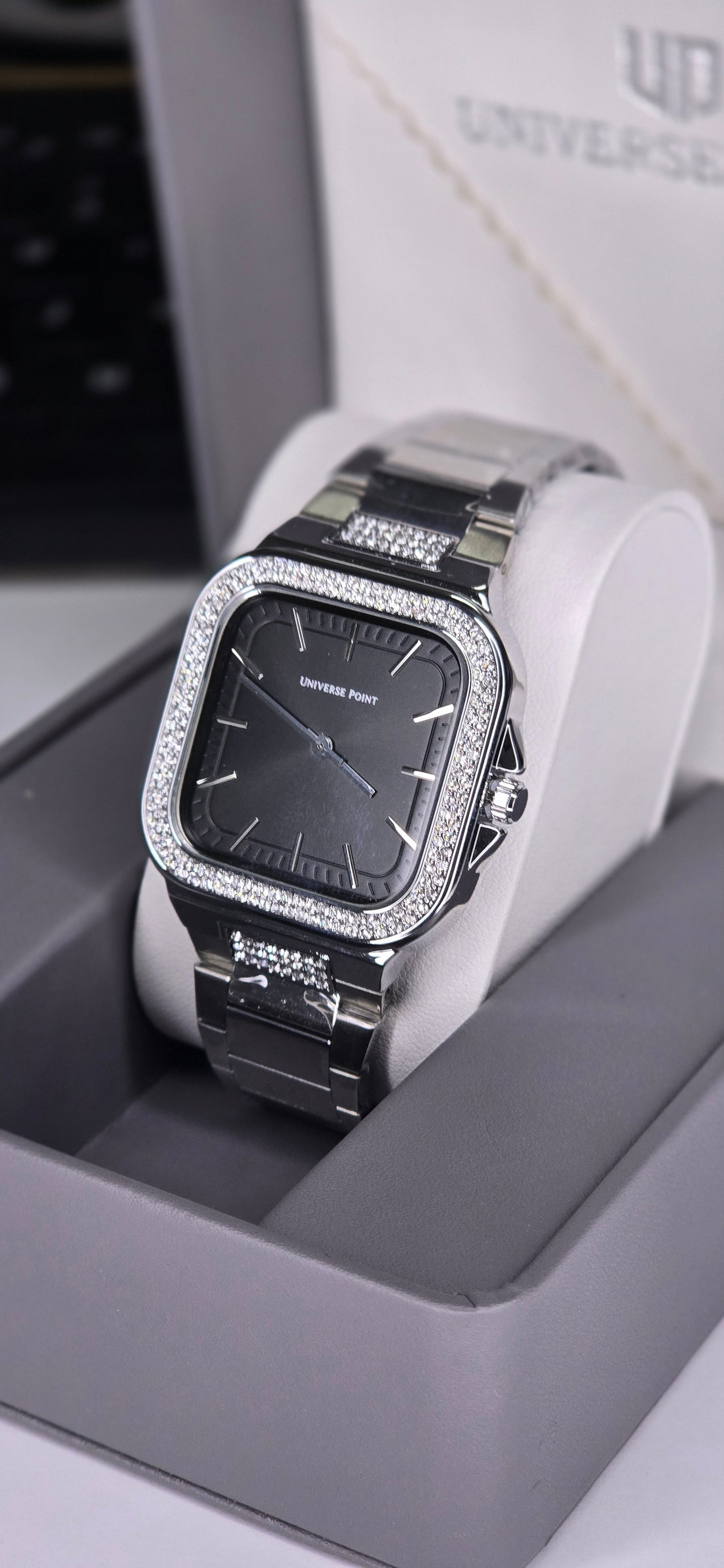 Universe Point Iced-Out Men’s/Unisex Silver Watch
