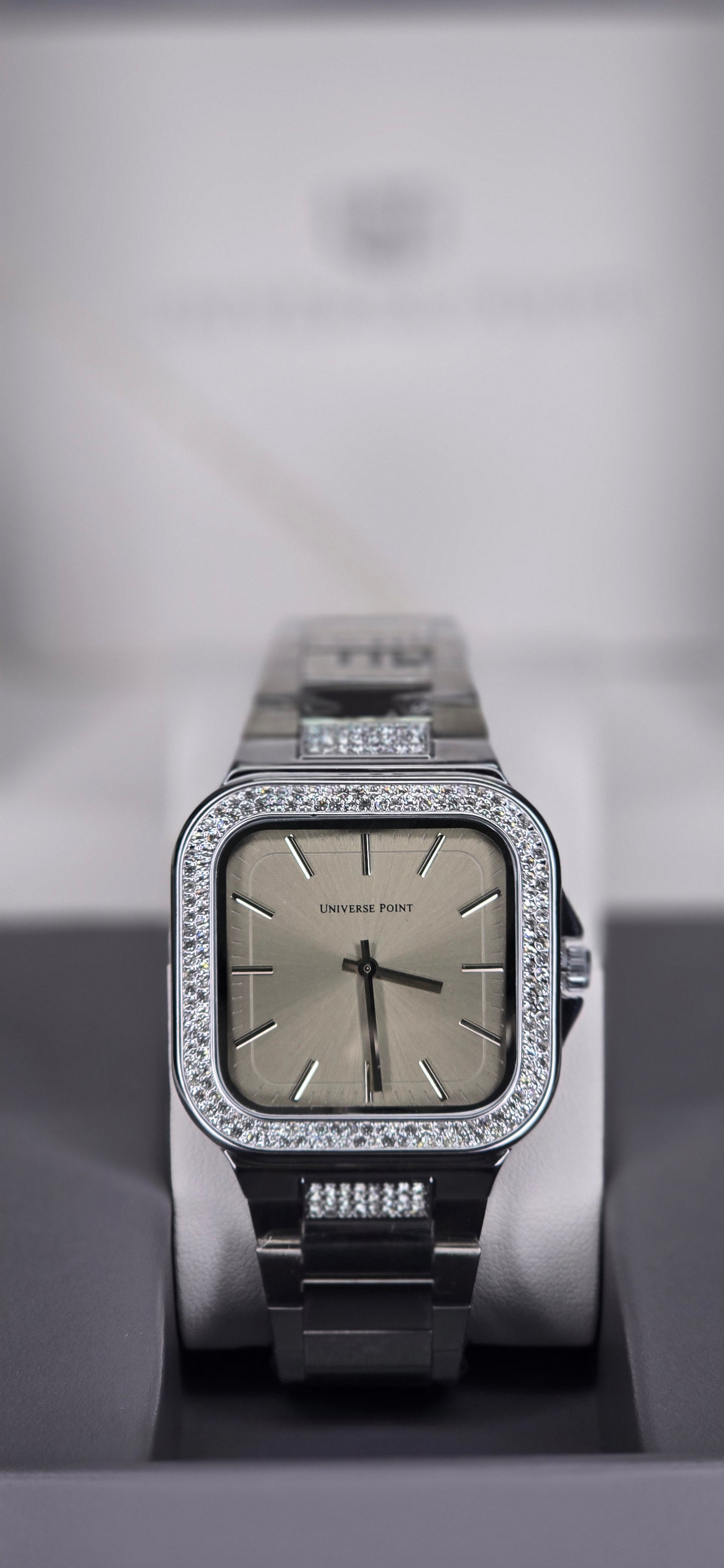 Men’s Luxury Crystal-Bezeled Square Watch