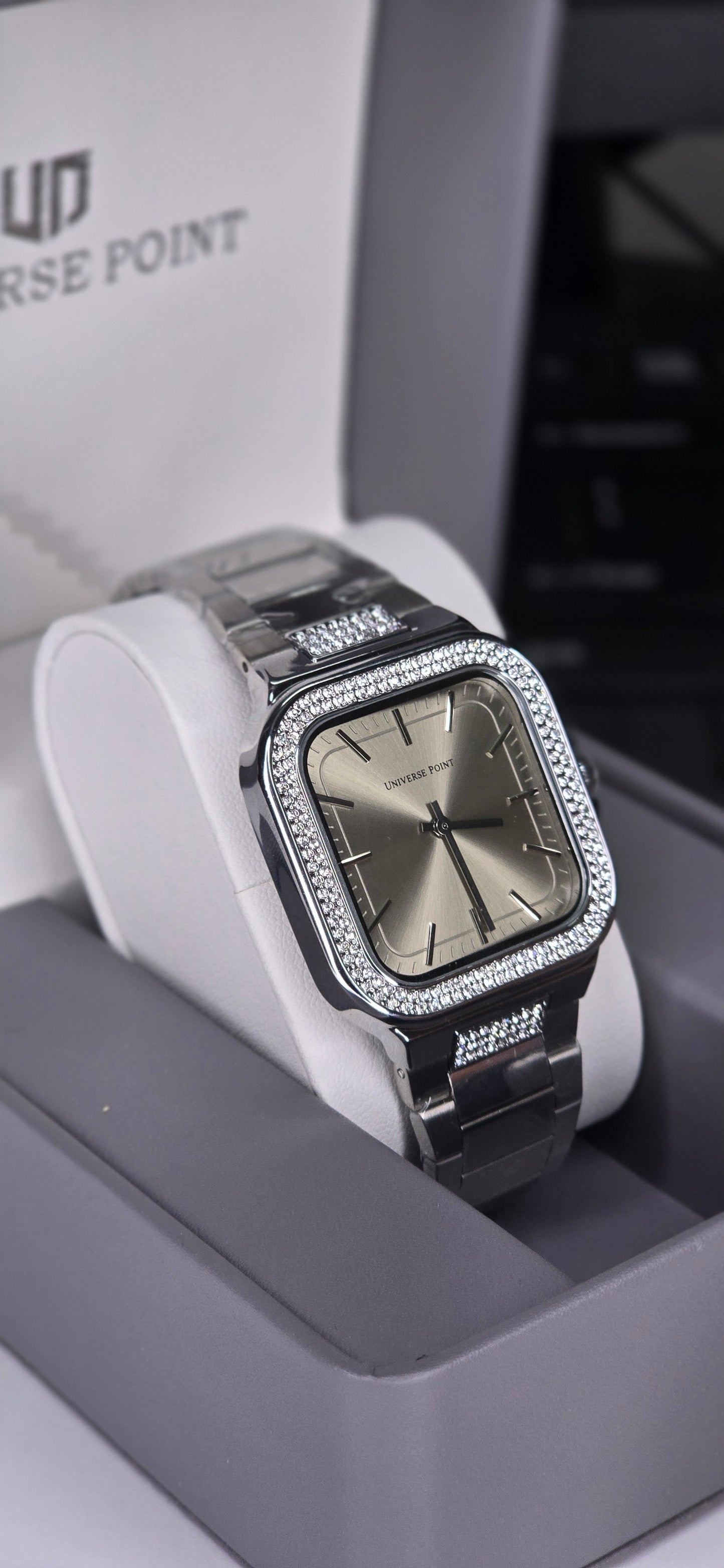 Men’s Luxury Crystal-Bezeled Square Watch