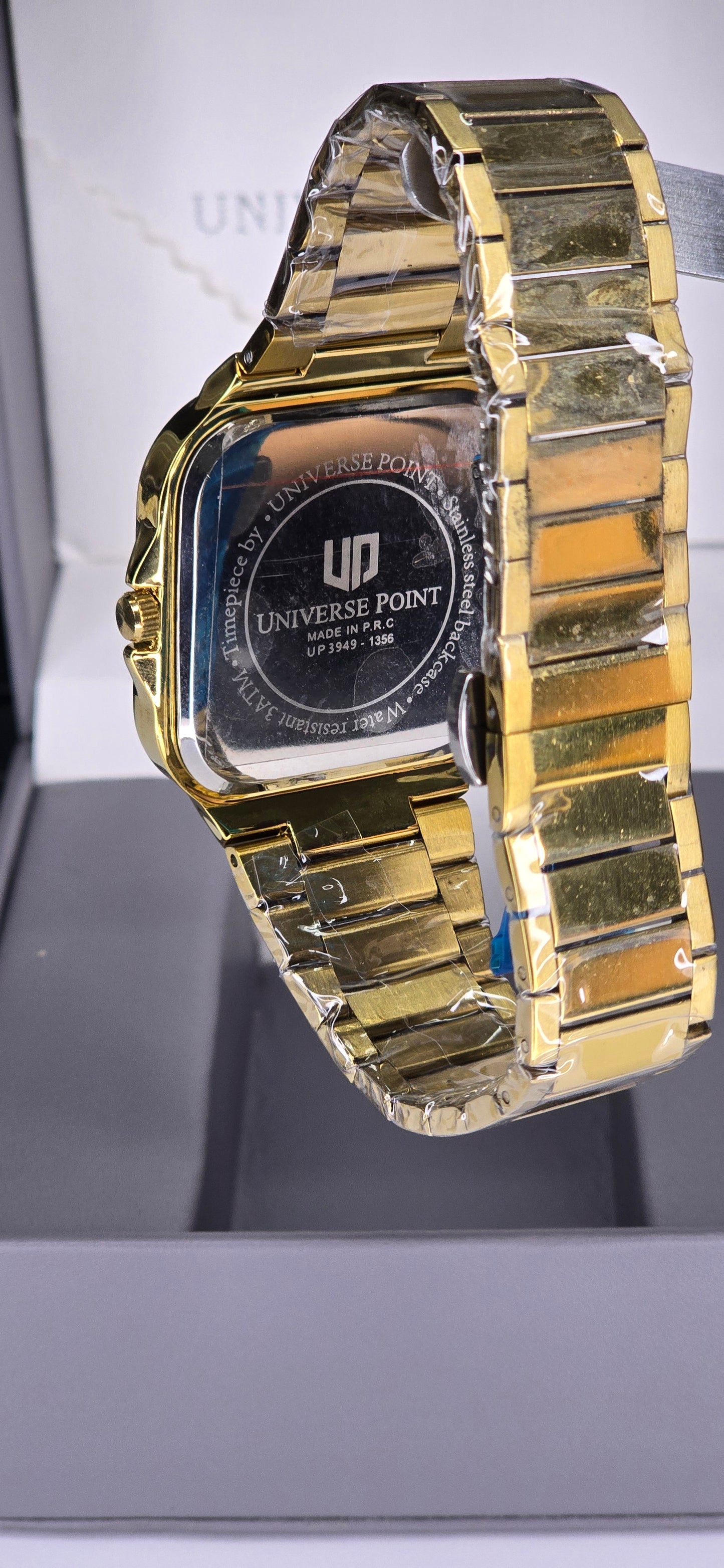 Gold Iced-Out Square Dial Watch