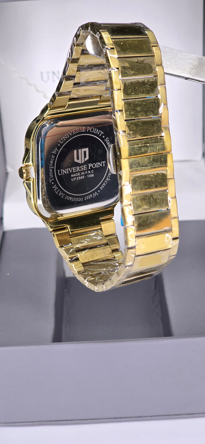 Gold-Tone Iced Out Square Quartz Watch