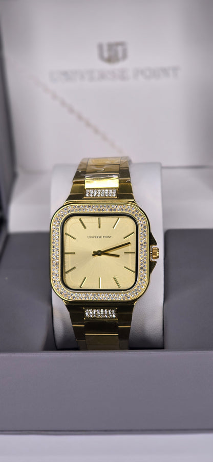 Men’s Gold-Tone Iced-Out Square Watch