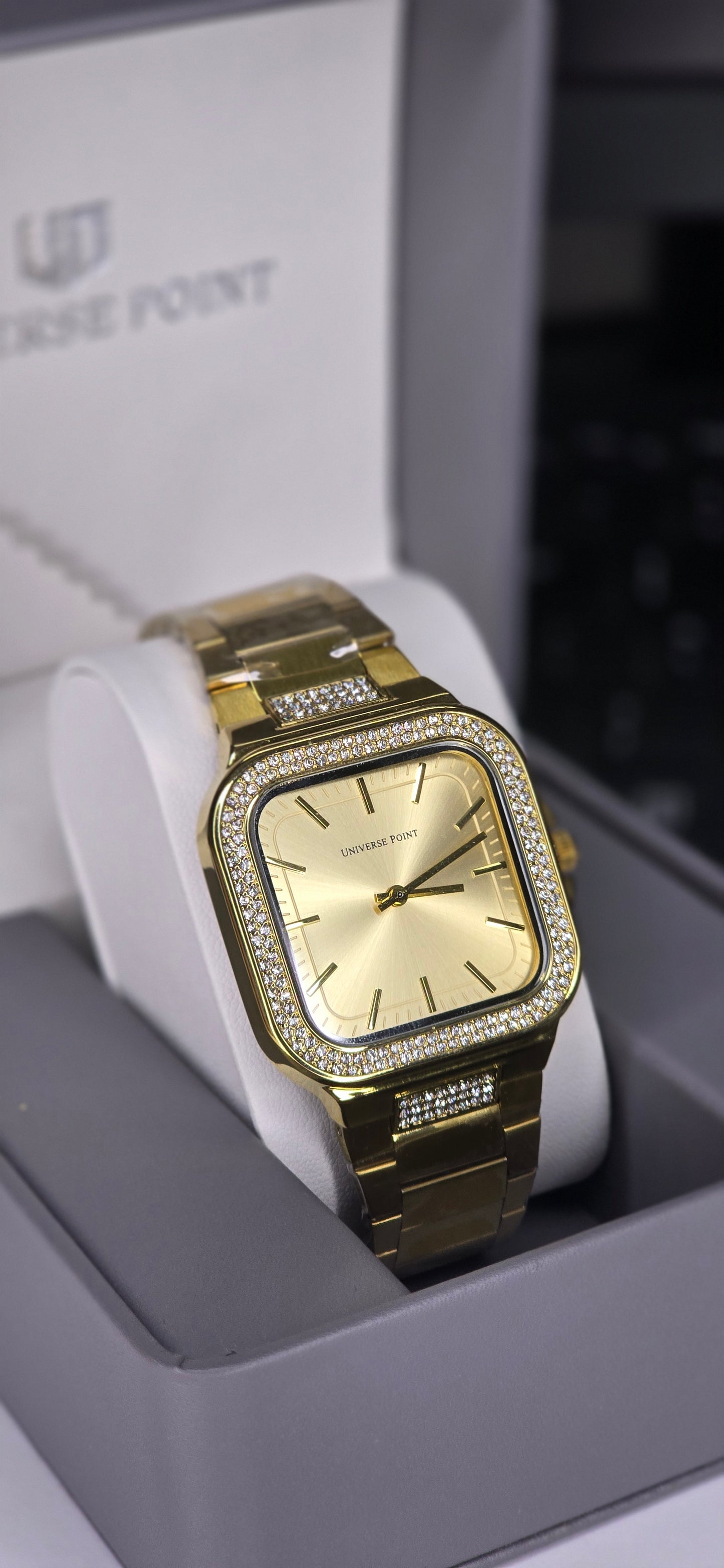 Men’s Gold-Tone Iced-Out Square Watch