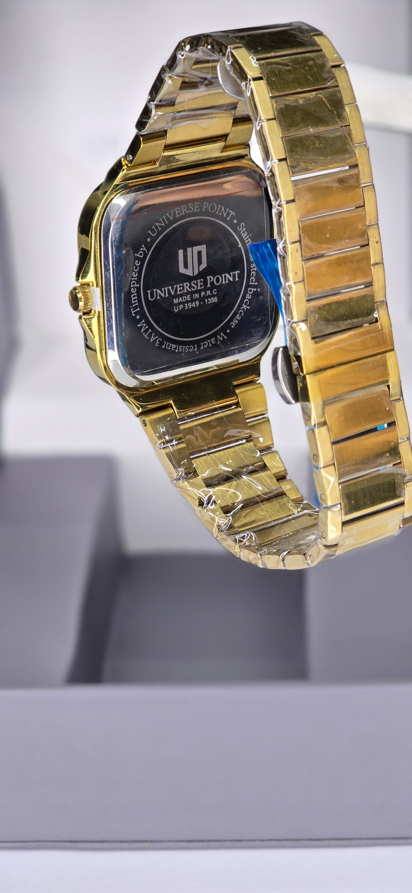 Men’s Gold-Tone Iced-Out Square Watch