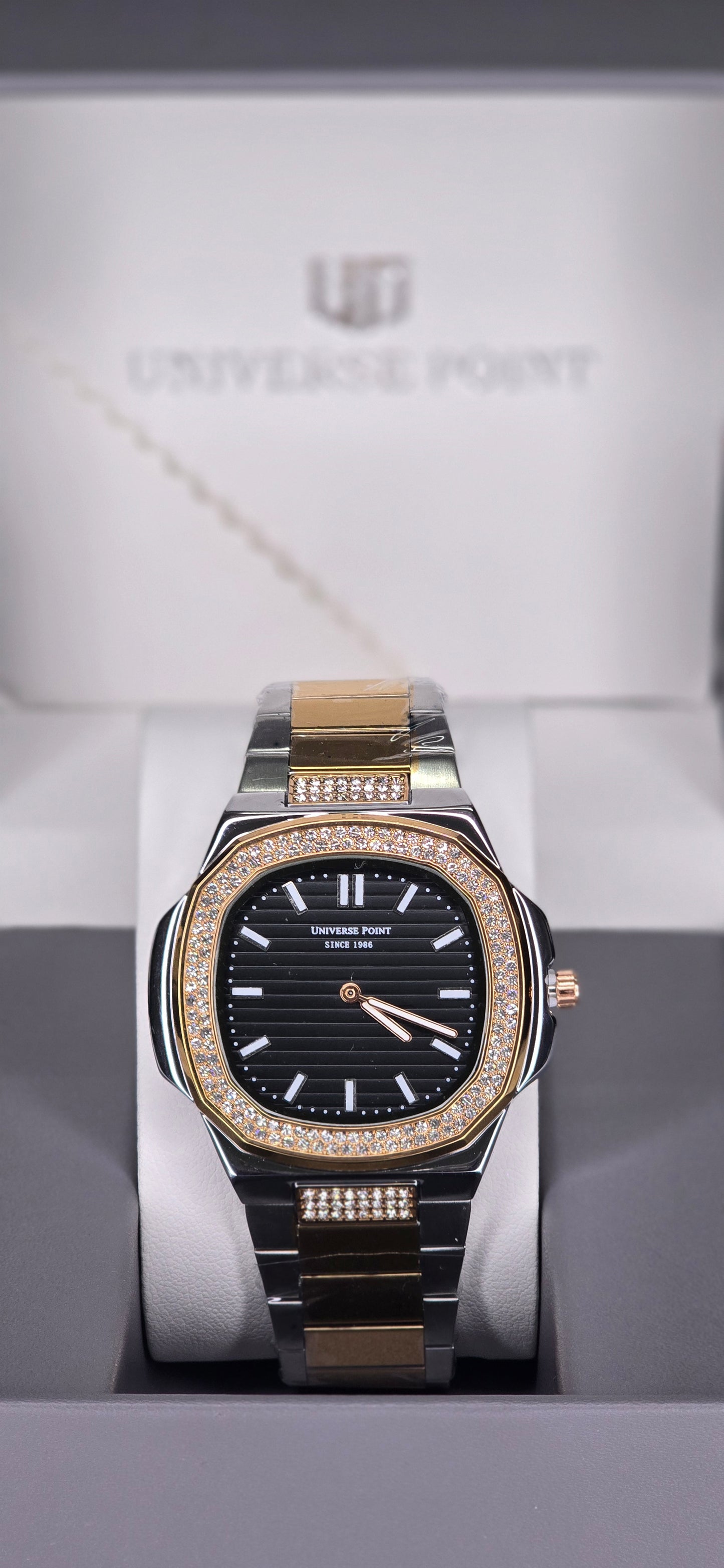 Luxury Two-Tone Crystal Octagon Watch