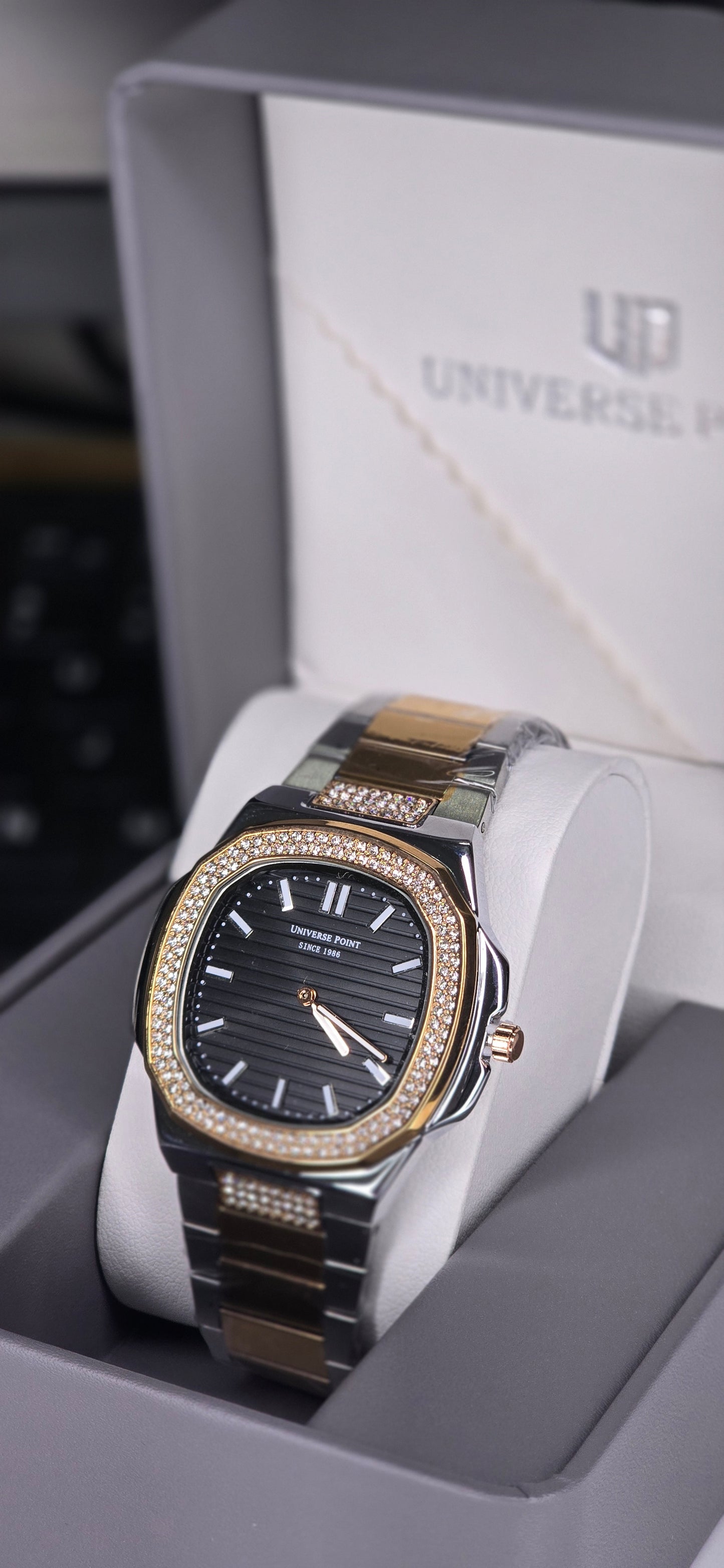 Luxury Two-Tone Crystal Octagon Watch