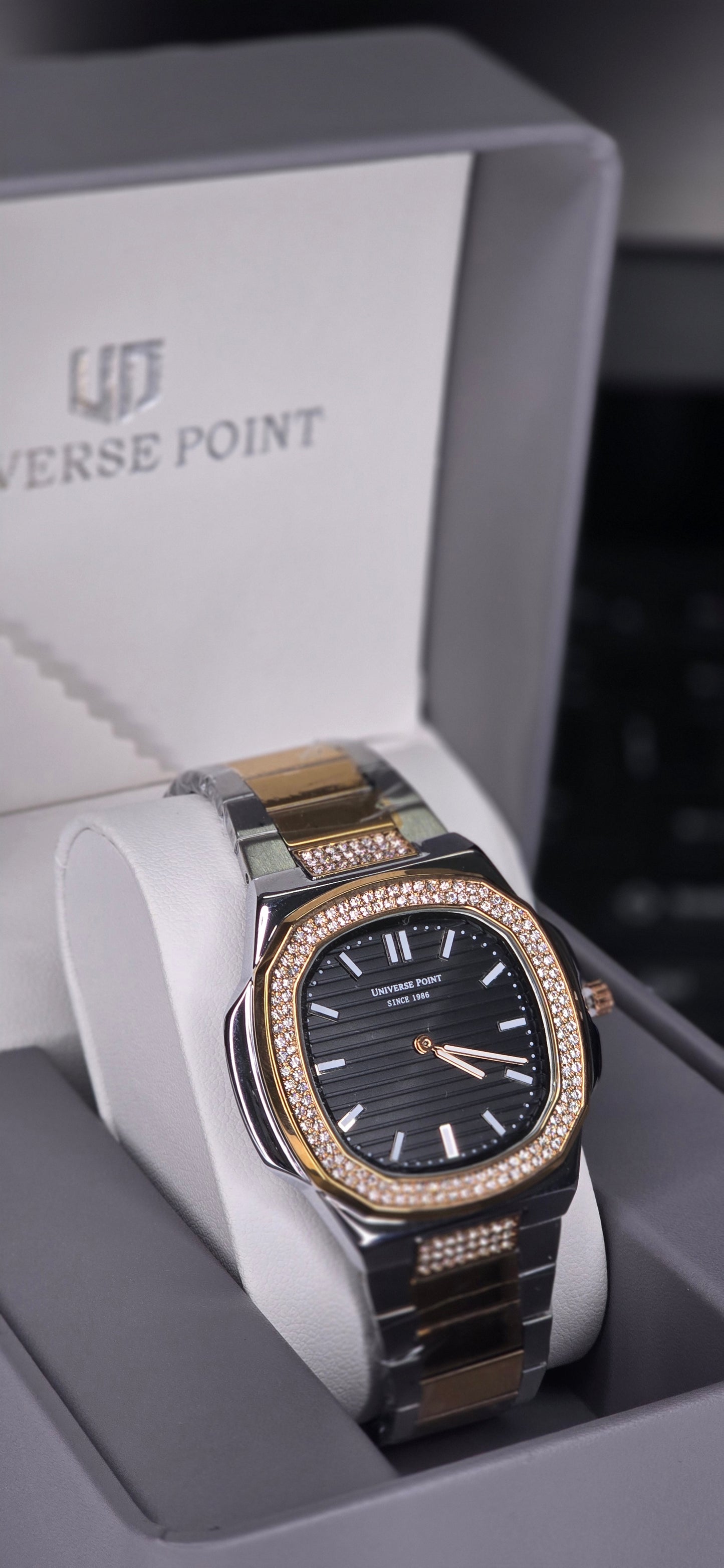Luxury Two-Tone Crystal Octagon Watch