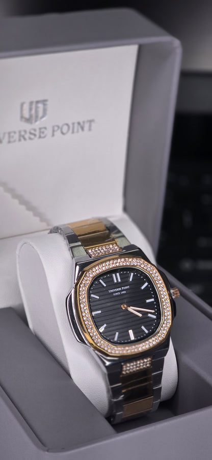 Luxury Two-Tone Crystal Octagon Watch