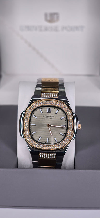 Luxury Two-Tone Crystal Octagon Watch for Men
