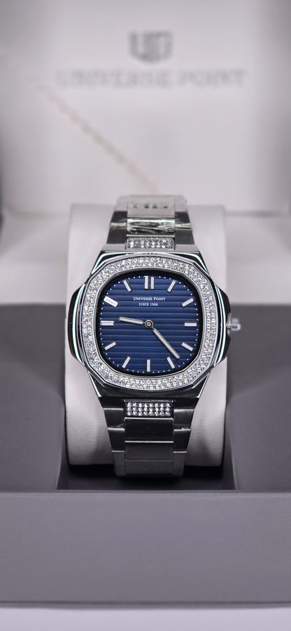 Classic Iced Bezel Blue Dial Watch