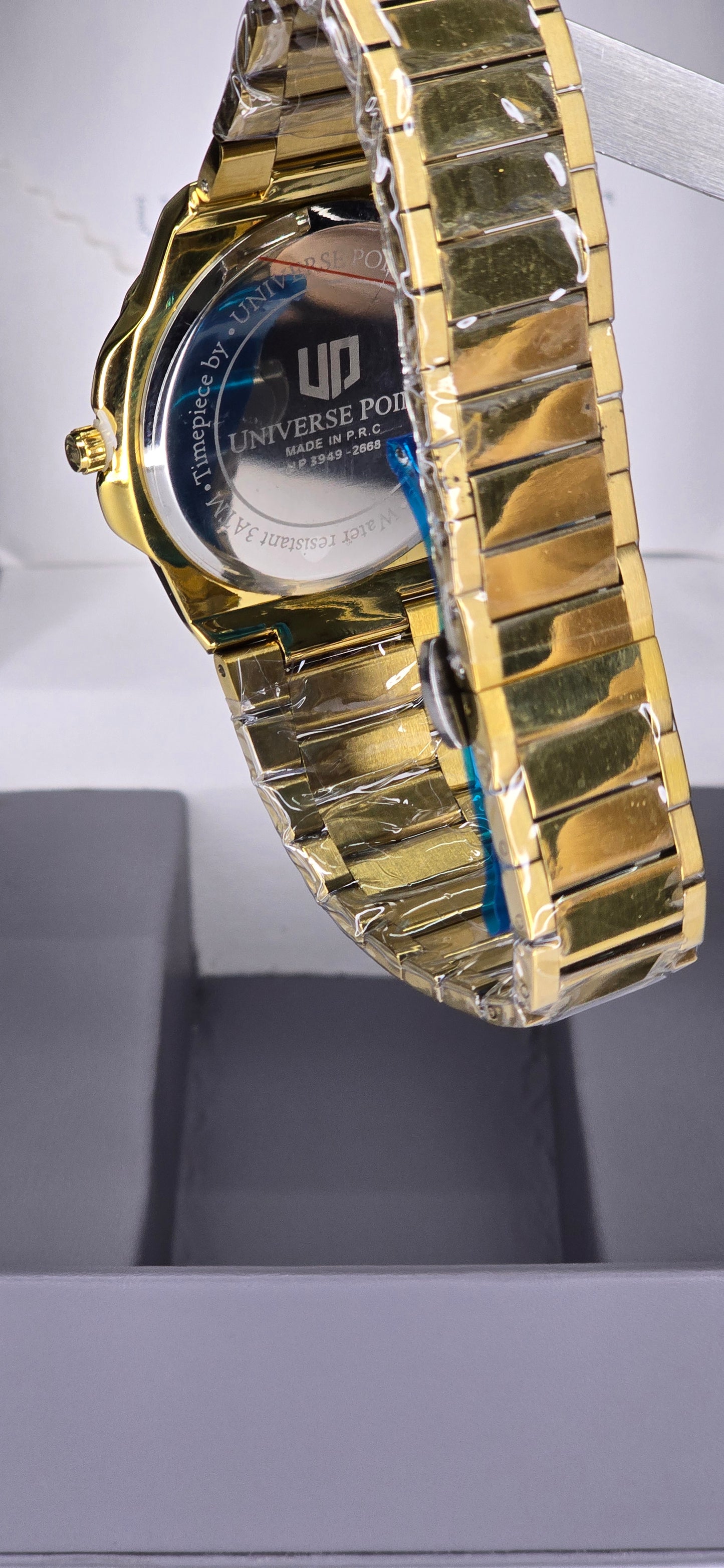 Gold & Blue Diamond-Style Watch