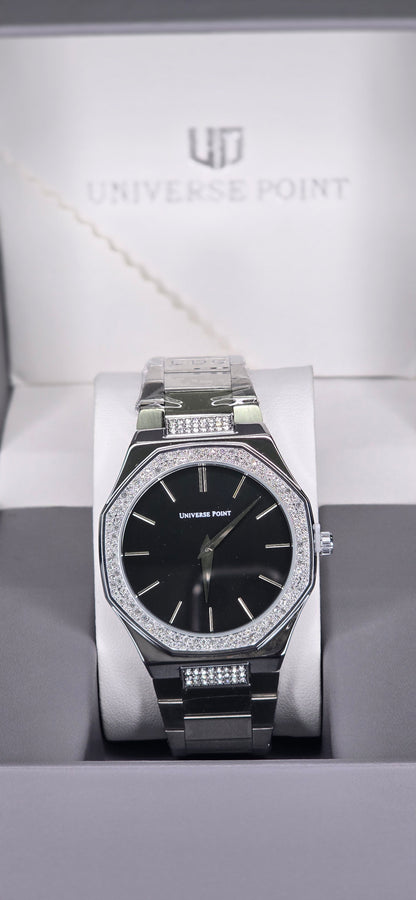 Men’s Crystal-Bezel Octagonal Stainless Steel Watch