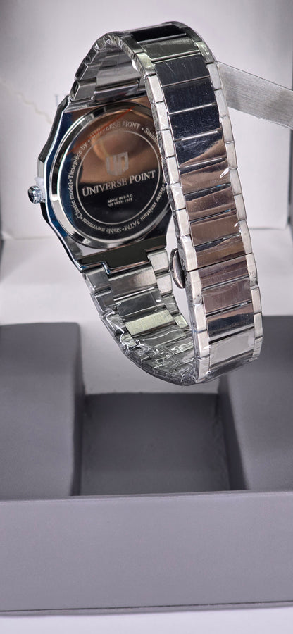 Men’s Crystal-Bezel Octagonal Stainless Steel Watch