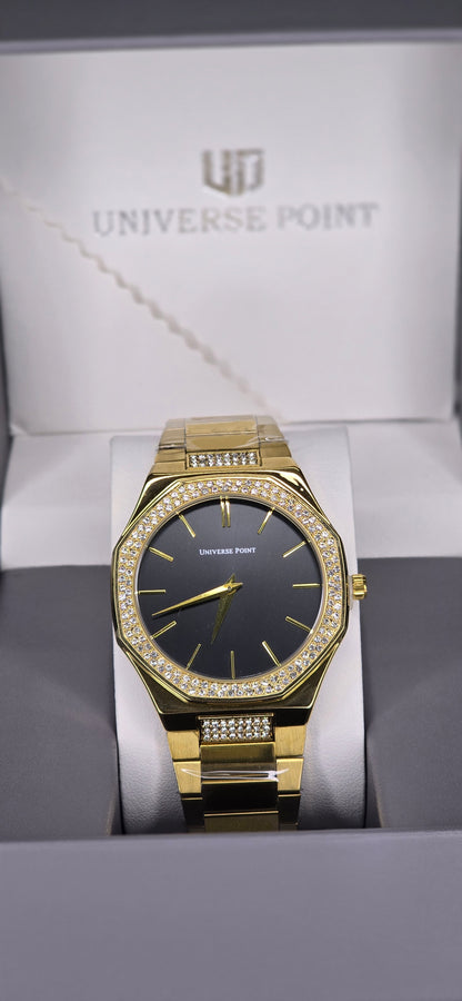 Octagonal Iced-Out Bezel & Black Minimalist Dial