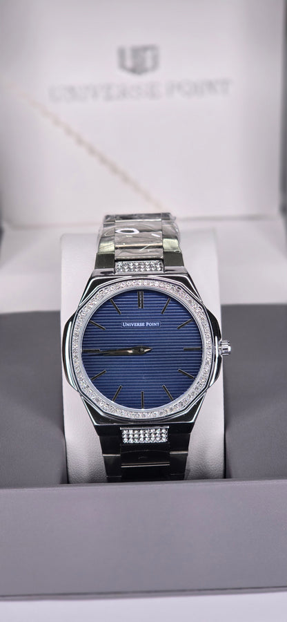Men's Diamond-Bezel Blue Dial Watch
