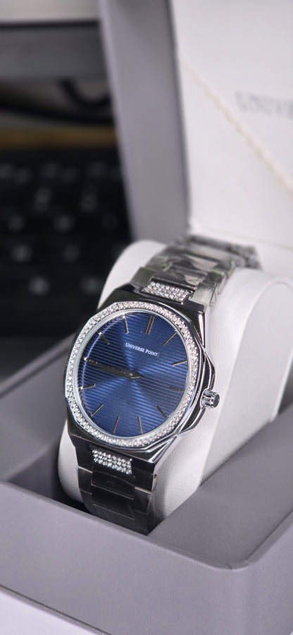 Men's Diamond-Bezel Blue Dial Watch