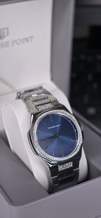 Men's Diamond-Bezel Blue Dial Watch