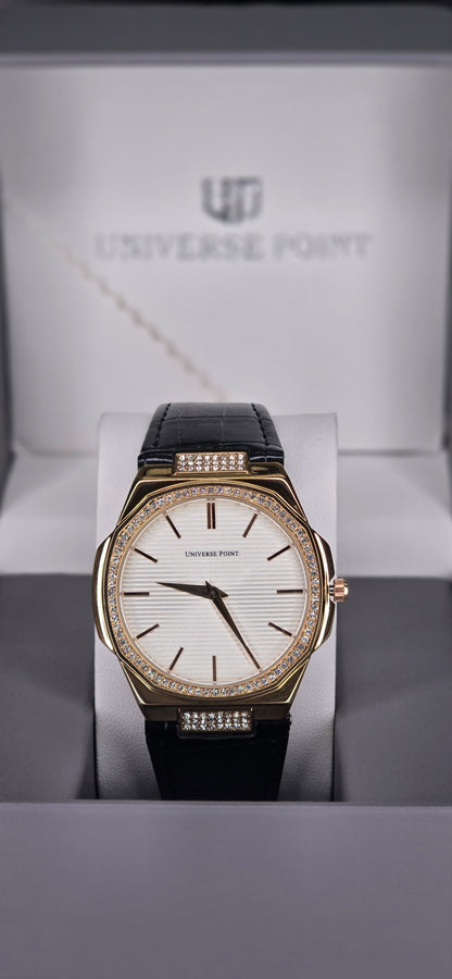 Gold & Crystal Bezel Men's Watch